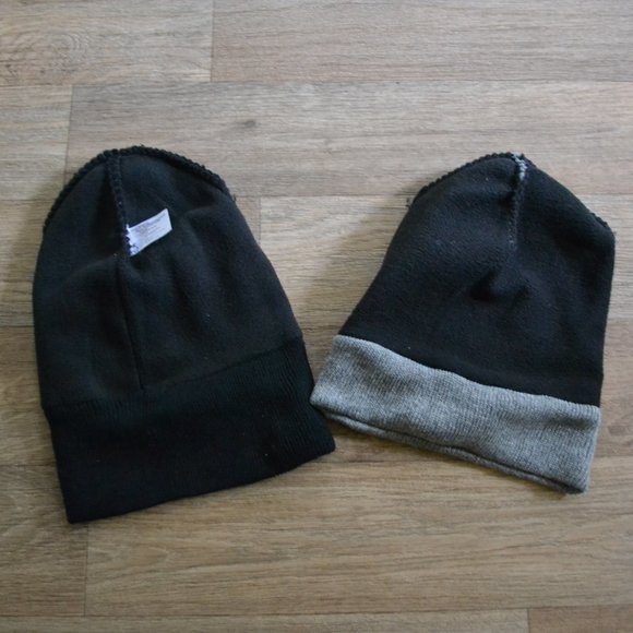 NWOT Toddler Fleece Lined Beanie Hat Bundle Gray and Black - Picture 2 of 2